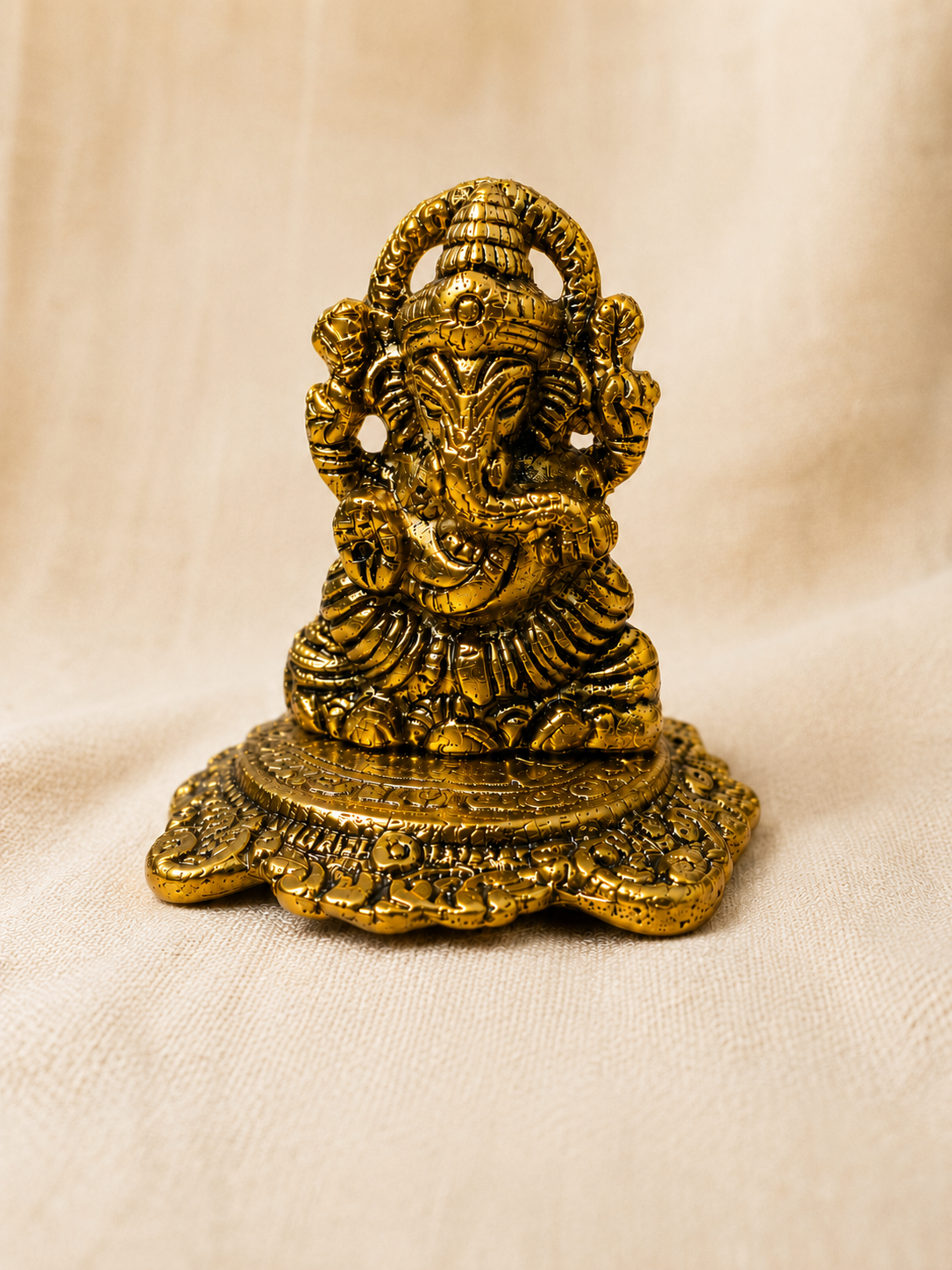 Small Metal Ganpati Idol for Home, Office & Pooja